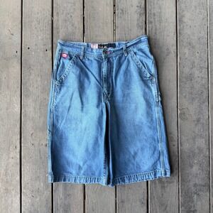 Ecko Unltd Denim Foundry Mens 32 Relaxed Carpenter Jean Shorts Blue Streetwear